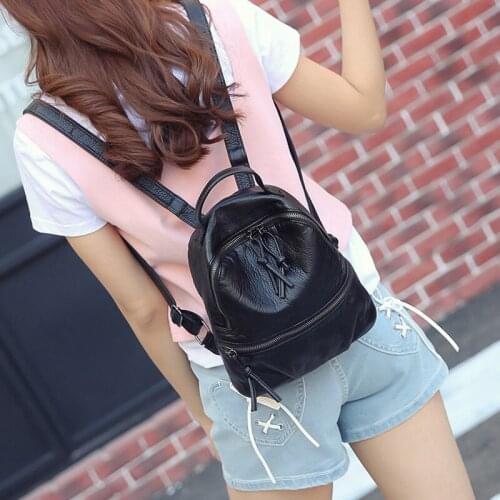 Traveling Daypack Soft washed leather Women Backpacks small Black Backpacks For Teenage Girls schoolbag