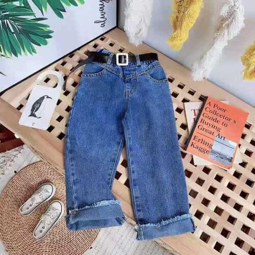 Girls' Jeans, Spring And Autumn, Baby Fashion, Western Style, Straight-leg Pants, Wide-leg Pants, Loose Trousers