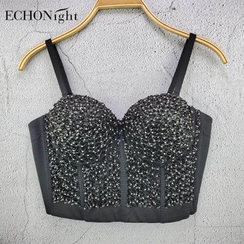 Echonight Jewelry Womens Corset Glittery Bustier Gothic Clothes Sequin Corset Top Party Slimming Sheath Belly Women Corsets