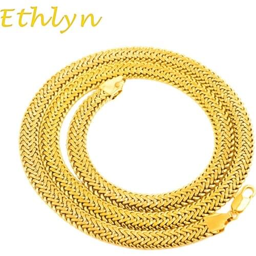 Ethlyn Hiphop Gold color Chain For Men Jewelry 8mm Wide Chain Wide necklace Jewelr men Party Gift N009
