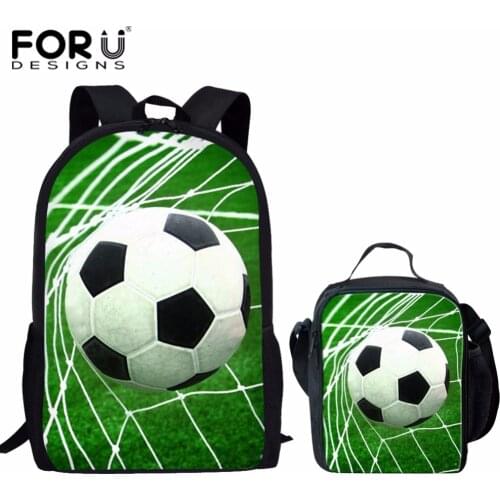 FORUDESIGNS Footballs Backpack For School Backpack Schoolbag Childrens School Bags Kids Student Bag Set 2pcs/set Book Bag