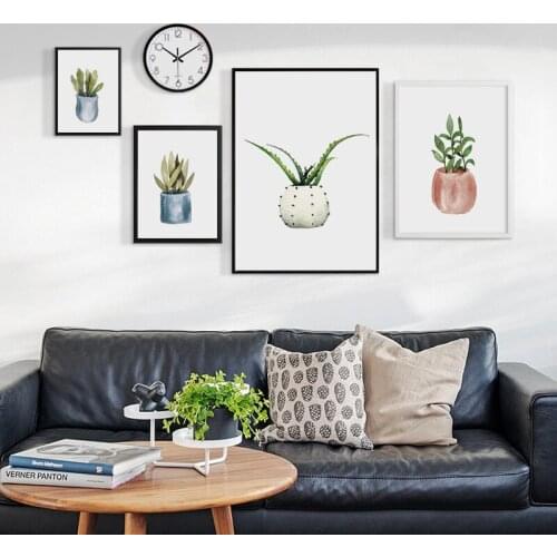 Gohipang Watercolor Flowerpot Plant A4 Canvas Art Painting Print Poster Picture Wall Living Room Bedroom Home Decoration Murals