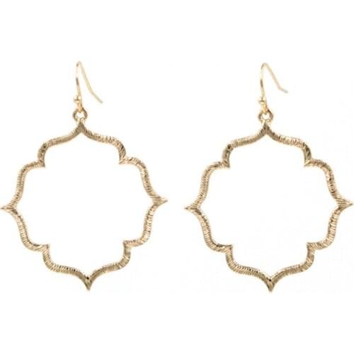 Hot Selling Hollow Out Flower Brush Tone Gold Silver Color Superlight Simple Dangle Earrings Women Fashion Gift Wholesale
