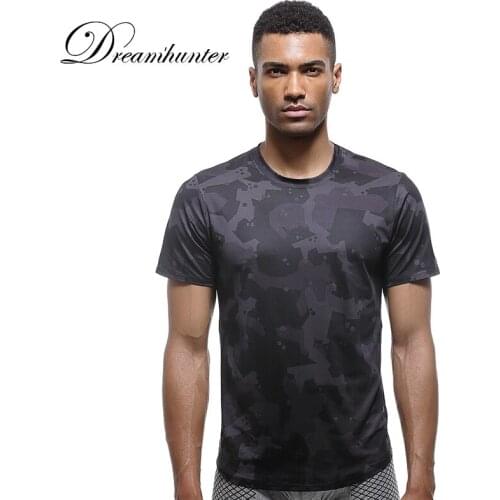 Camouflage Compression Short Sleeve T Shirts Men Quick Dry Elastic Workout Sport Tops Joggers Sweat Shirts Fitness Sportwear