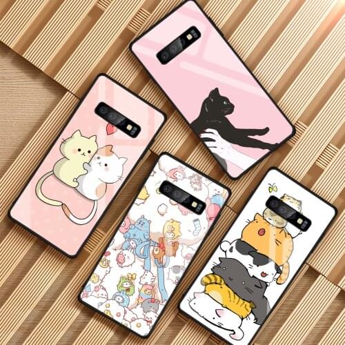 Kawaii Molang Cartoon Anime dog ca Tempered Glass Phone Case For Samsung Galaxy A6 A6S A8 A8S J6 J8 2018 S8 S9 S10 PLUS NOTE 8