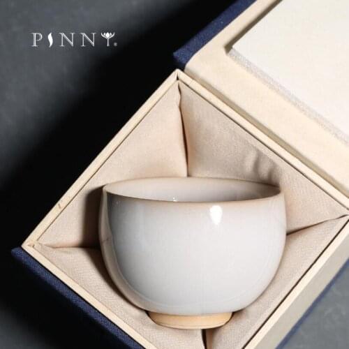 PINNY Retro Kung Fu Ceramic Master Cup Chinese Kung Fu Teacups Pigmented Heat Resistant Tea Bowl