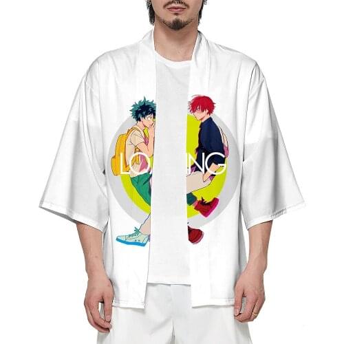 Kimono My Hero Academia Cosplay Anime Japanese Style Short Sleeve T-Shirt Loose Casual Oversized Streetwear Men Women Summer Top