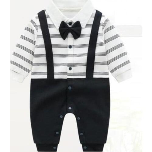 2021 Autumn Cotton Baby Jumpsuit For Boys Fashion Long Sleeve Children Clothes Gentleman Baby Boy Rompers 6-24m Newborn Infants