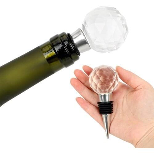 Creative Bar Tools Vacuum Sealer Barware Accessories Wine Beer Bottle Stopper Plug Metal Clear Diamond Crystal Wine Stopper 1PC