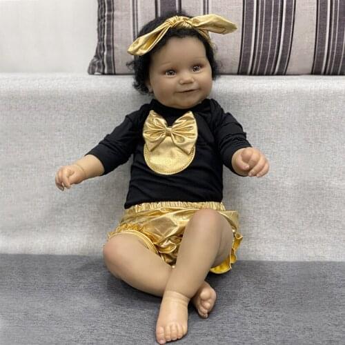 22Inch Beibei Reborn Doll African Super Cute Baby Newborn Toys Childrens Soft Vinyl Silicone High Quality Reborn Doll Toys