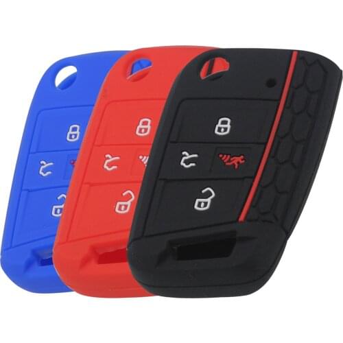 Kutery 4 Buttons Rubber Silicone Colorful Remote Car Key Cover Case For Volkswagen VW Paul Mk7 Mk 7 Protection Replacement