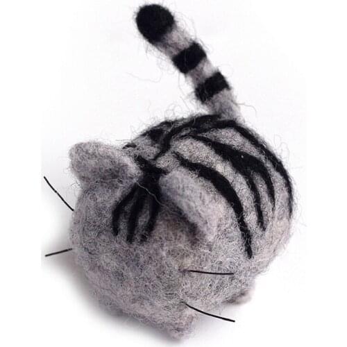 Mini Cat Needle Felting Kits 4x8cm (1.6"x3.2"), Needles, Finger Guards, Foam Mat, Video for Beginner, DIY Felting Craft Gift (A)
