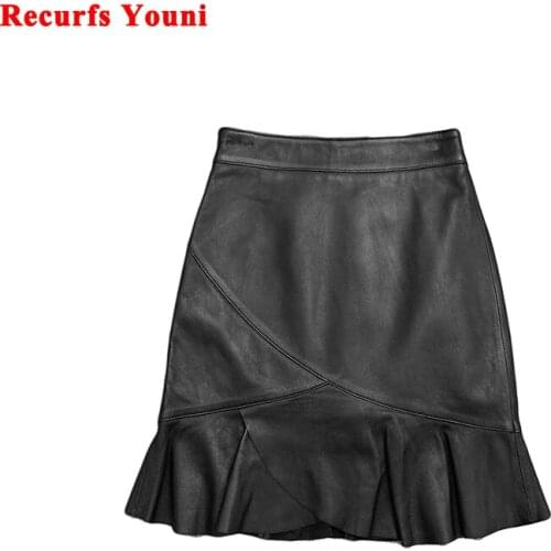 Mini Mermaid Skirt Female Korean Fashion High Waist Fishtail Wrap Saias Women Sheepskin Sexy Short Jupe Mujer Thin Faldas Street