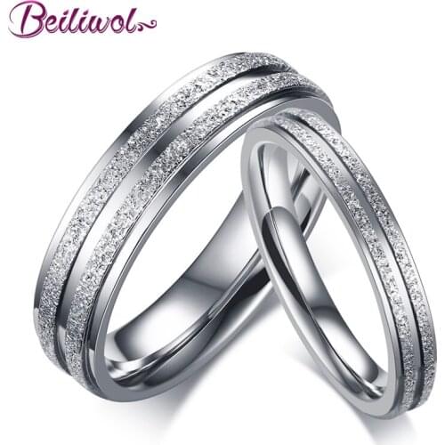 Fashion Rings for Women Jewelry Stainless Steel Men Wedding Ring Set Support Engrave Name Gifts Jewellery Couple Dropshipping