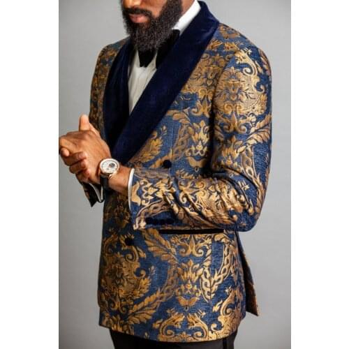 Double Breasted Groomsmen Navy Blue and Black Groom Tuxedos Shawl Lapel Men Suits 2 Pieces Wedding ( Jacket+Pants+Tie ) D128