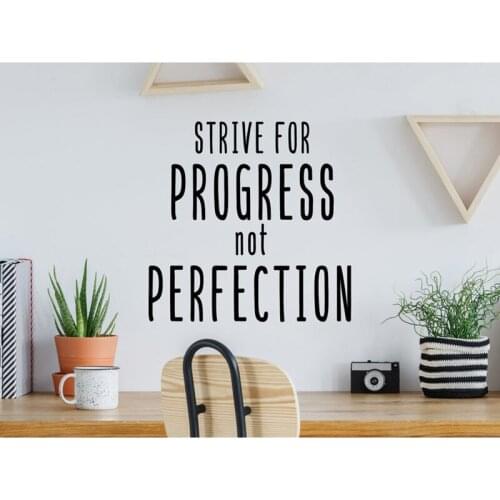 Strive For Progress Not Perfection Wall Decal Vinyl Decal Office Wall Decal Office Wall Art Motivational Decal Wall Sticker Z388