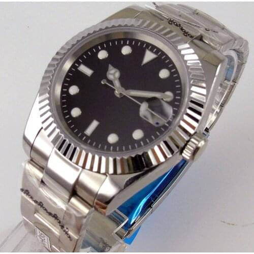 New Coin Bezel Sterile 24 Jewels NH35 MIYOTA 8215 Mechanical Men Watch Oyster Strap Screw Back Sapphire Crystal Folding Clasp