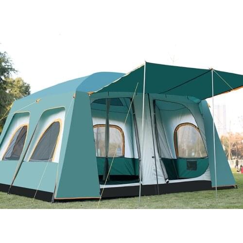 New outdoor camping 8-12 people two rooms one hall multi-person rainproof large space family party tent