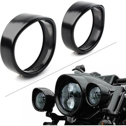 4.5" Motorcycle Passing Light Lamp Trim Ring Bezel Visor Covers For Harley Street Electra Glide Road King FLHX FLHT Sliver Black