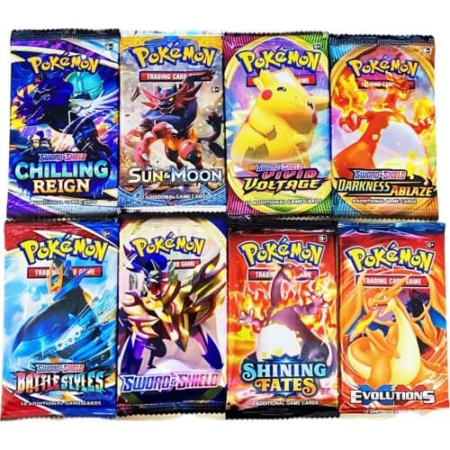 Random 1 bag of Pokemon game Battle Card English collection Pikachu spray fire dragon childrens toy card Cartoon blind bag card