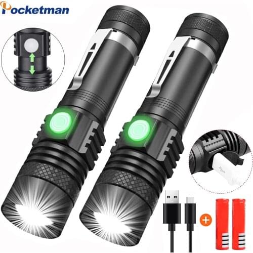 30000LM LED Torch Powerful Flashlight USB linterna Led torch T6/L2/V6 Power Tips Zoomable Bicycle Light 18650 Rechargeable
