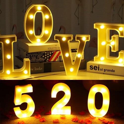 Creative Luminous 0-9 Digital Number Letter Light AA Battery Powered Lamp Night Light for Christmas Wedding Birthday Party Decor