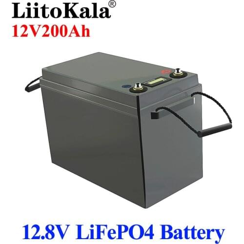 LiitoKala 12V 200AH lifepo4 lithium battery 4s 12.8V 200Ah with voltage display for 1200w inverter boat golf cart UPS