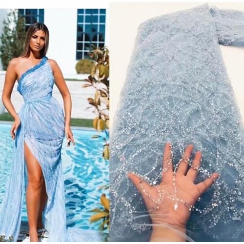 Party Q French Lace Fabric Tulle Embroidered Flower Transparent Lace for Wedding Dress Sewing accessories