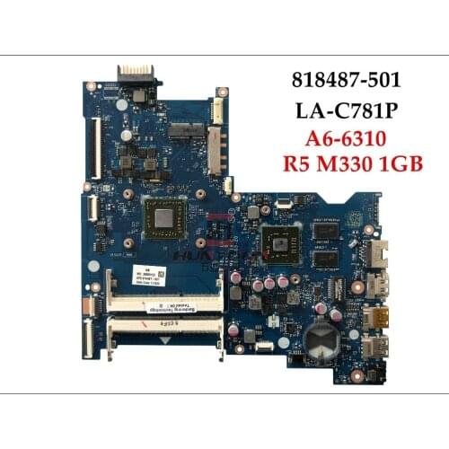 High quality 818487-501 for HP 15-AF Laptop Motherboard 818487-001 A6-6310 ABL51 LA-C781P R5 M330 1GB GPU Fully Tested