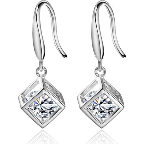 Womens square lift earrings rhinestone earrings women fashion jewelry accessories aretes de mujer female alloy earing