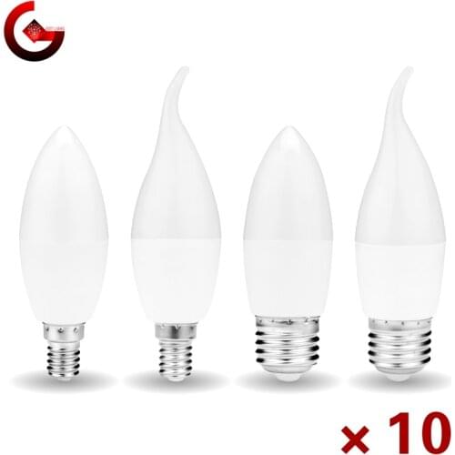 10pcs/lot 5W 7W LED Candle Bulb E14 E27 Lampara Led Light 220V-240V Bombilla Led Lamp No Flicker Spotlight Chandelier Lighting