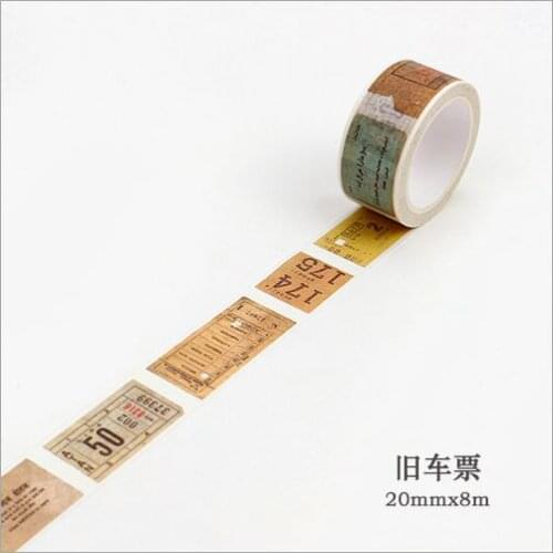 20mm Vintage old ticket stub Gothic Age decoration planner washi tape DIY Diary Scrapbooking Masking Tape craft escolar
