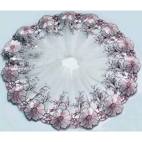 20Yards Lace Trimming Wedding Embroidered DIY Mesh Floral Ribbon Trim Ribbon Sewing Supplies Craft for Garment Apparel