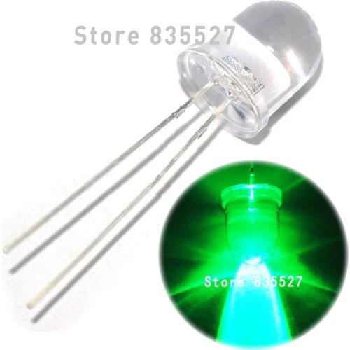 250pcs/lot F10 Round Water Clear 10mm Emerald Green LED Super Bright Light Lamp beads Emitting Diode Diodes DIP For DIY lights