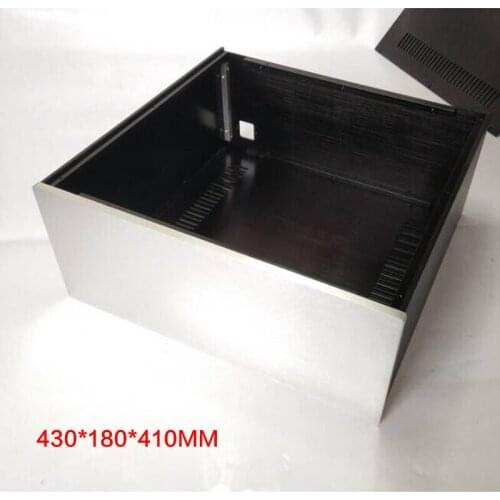 430*180*410MM All Aluminum Power Amplifier Chassis DIY Audio Enclosure Amplifier Case 4318 Power Supply Shell with Cooling Holes