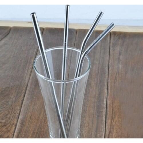 500pcs/lot 8mm * 215mm(8.5") Reusable Metal Stainless Steel Straight Bent Drinking Straws Bar Accessory Free Shipping ZA4264