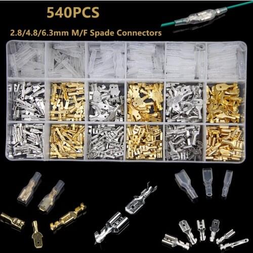 540PCS 2.8/4.8/6.3mm Female&Male Crimp Terminals Insulated Seal Electrical Wire Connectors Crimp Terminal Connector Kit