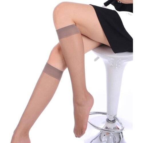 6 Pair Pack Ladys 40D Crystal Thin Transparent Silk Nylon Knee Hi Socks Girls Over Knee Socks Women Nylon Knee High Socks