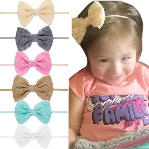 Hair Bows Tiny Elastic Headband For Girls Kids Lace Headbands Cute Baby Hair Band Accessories Headwear HC143