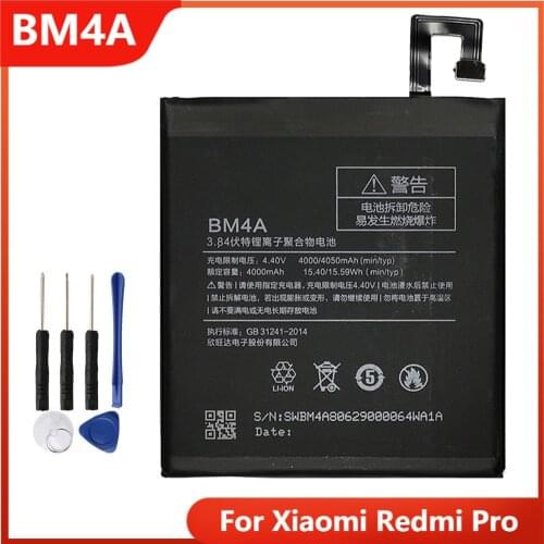 Phone Battery BM4A For Xiaomi Redmi Pro Redrice pro Replacement Rechargable Batteries 4050mAh With Free Tools
