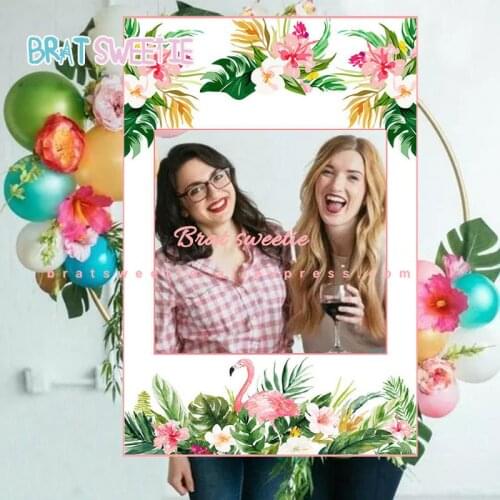 Flamingo Paper Frame Photo Booth Props Summer Hawaiian Tropical Wedding Decoration Bridal Shower Bachelorette Party Supplies