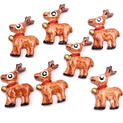 20Pcs Resin Decoration Crafts Christmas Gingerbread Deer Beads Flatback Cabochon Scrapbook DIY Embellishments Accessories