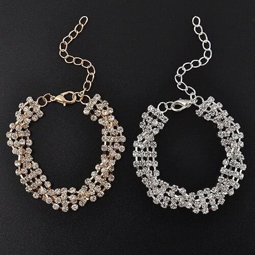 Hot Fashion Female Bangle Bracelet Clear Crystal Chain Bracelets for Women Party Jewelry Birthday Present Xmas Gift Wholesale