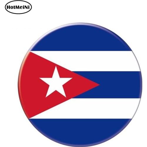 HotMeiNi 13cm x 13cm Auto Moto Bike Suitcase Laptop Flag Round Cuba Decal Reflective Car Sticker Waterproof 3D Car Styling