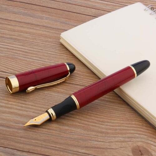 Jinhao 450 Dark Red Golden Clip Medium Nib Fountain Pen
