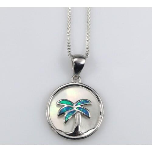 JZP0068 2021 New Hot Blue Opal and Colorful White Shell Coconut Pendant Necklace Womens Jewelry Gift