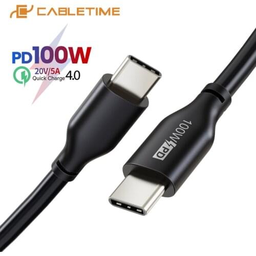 CABLETIME PD 100W USB C to Type C Cable 5A Quick Charge 4.0 for Macbook Pro Matebook X Redmi Note 8 pro USB C Cable C353