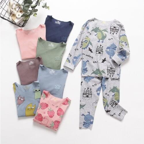 2021 Cute Thermal Underwear Children Clothing Sets Seamless Pyjamas For Boys Girls Clothing Autumn Kids Pajamas Clothes Suits