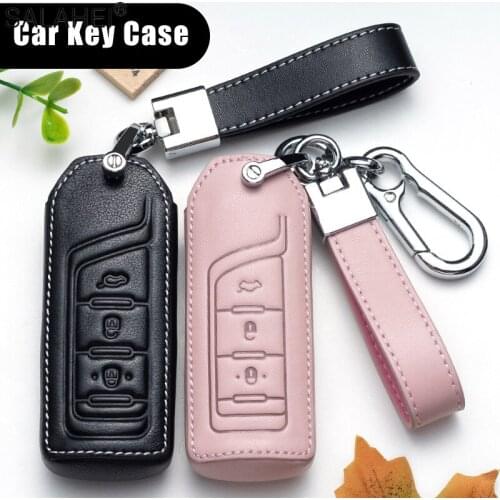 Leather Car Key Case Cover Key Shell Protector Covers For GAC Trumpchi GS3 GS4 GS5 GS7 GS8 GM8 GA4 GS5 GA6 GM6 2018 2019