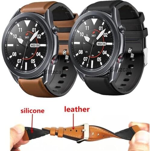 Leather + Silicone Bracelet Band For Galaxy Watch 3 45mm Watch Strap For Samsung Galaxy Watch3 41mm Honor Magic 2 Correa